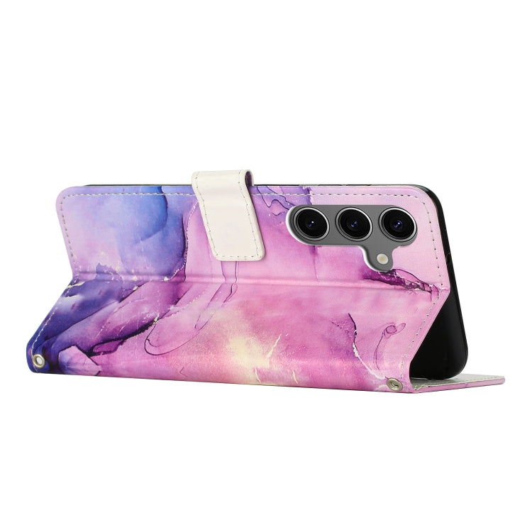 For Samsung Galaxy S25 5G Painted Marble Pattern Leather Phone Case(Purple)