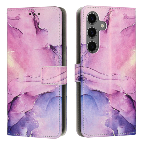 For Samsung Galaxy S25 5G Painted Marble Pattern Leather Phone Case(Purple)