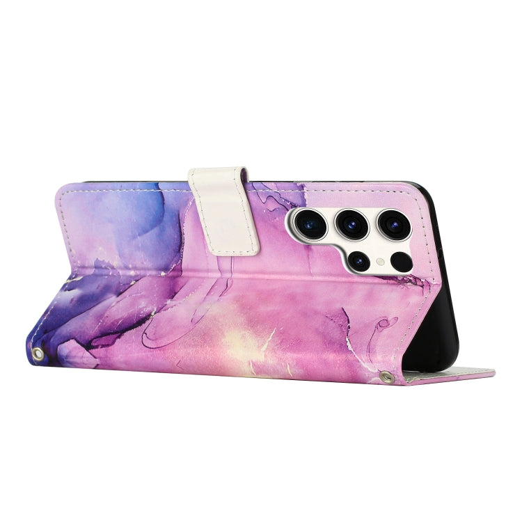 For Samsung Galaxy S25 Ultra 5G Painted Marble Pattern Leather Phone Case(Purple)