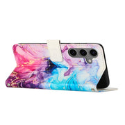 For Samsung Galaxy S25+ 5G Painted Marble Pattern Leather Phone Case(Pink Purple)