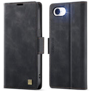 For iPhone 16e AutSpace A11 Side Buckle MagSafe Magnetic RFID Phone Leather Case(Black)