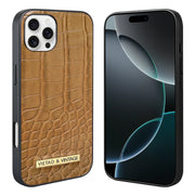 For iPhone 16 Pro VIETAO Alligator Texture PU Phone Case(Brown)