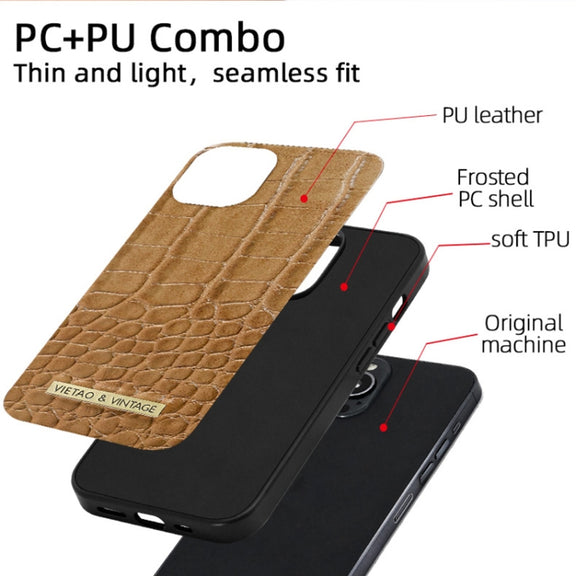 For iPhone 16 Pro VIETAO Alligator Texture PU Phone Case(Red)