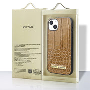 For iPhone 16 VIETAO Alligator Texture PU Phone Case(Red)