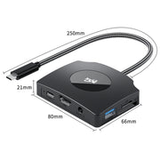 YCE-Z70A Type-C to PD 3.0, USB 3.0x2 + SD/TF, 3.5mm and HD1.4 Docking Station Video Capture Card(Black)
