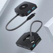 YCE-Z70A Type-C to PD 3.0, USB 3.0x2 + SD/TF, 3.5mm and HD1.4 Docking Station Video Capture Card(Black)