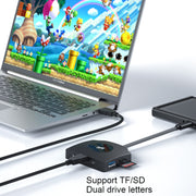 YCE-Z70A Type-C to PD 3.0, USB 3.0x2 + SD/TF, 3.5mm and HD1.4 Docking Station Video Capture Card(Black)