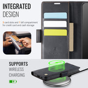 For Samsung Galaxy S25 5G AutSpace A11 Side Buckle MagSafe Magnetic RFID Phone Leather Case(Black)