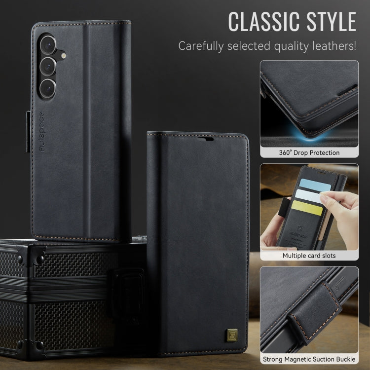 For Samsung Galaxy S25+ 5G AutSpace A11 Side Buckle MagSafe Magnetic RFID Phone Leather Case(Black)
