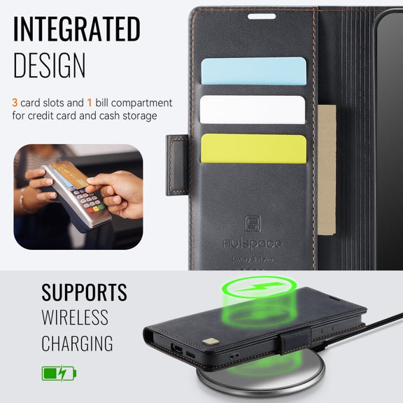 For Samsung Galaxy S25+ 5G AutSpace A11 Side Buckle MagSafe Magnetic RFID Phone Leather Case(Black)