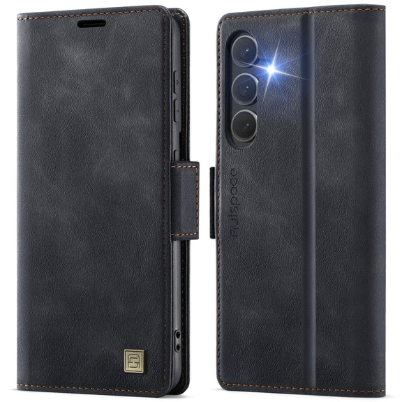 For Samsung Galaxy S25+ 5G AutSpace A11 Side Buckle MagSafe Magnetic RFID Phone Leather Case(Black)