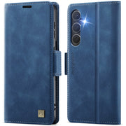 For Samsung Galaxy S25+ 5G AutSpace A11 Side Buckle MagSafe Magnetic RFID Phone Leather Case(Blue)