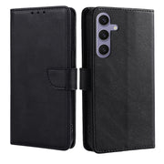 For Samsung Galaxy S25+ 5G Calf Texture Buckle Flip Leather Phone Case(Black)