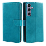For Samsung Galaxy S25+ 5G Calf Texture Buckle Flip Leather Phone Case(Light Blue)