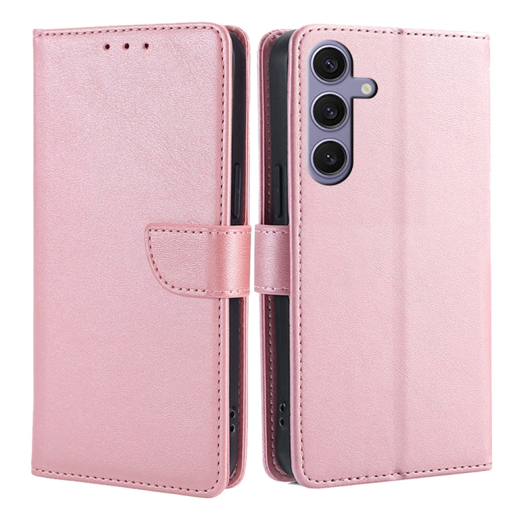 For Samsung Galaxy S25+ 5G Calf Texture Buckle Flip Leather Phone Case(Rose Gold)
