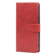 For Samsung Galaxy S25+ 5G Calf Texture Buckle Flip Leather Phone Case(Red)