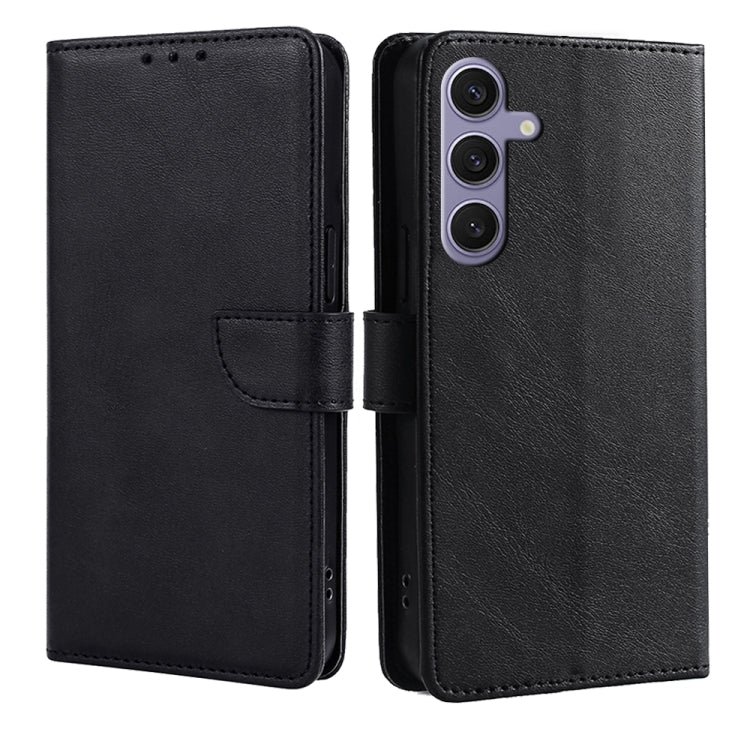 For Samsung Galaxy S25 Ultra 5G Calf Texture Buckle Flip Leather Phone Case(Black)