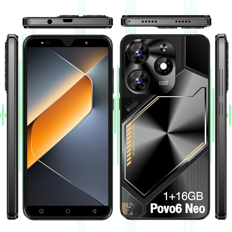 Povo6 Neo / DP29, 1GB+16GB, Face Identification, 5.0 inch Android 8.1 MTK6580M Quad Core, Network: 3G, Dual SIM, Plug:AU Plug(Black)