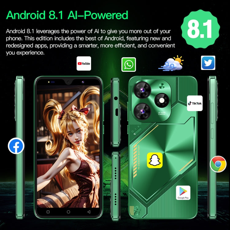 Povo6 Neo / DP29, 1GB+16GB, Face Identification, 5.0 inch Android 8.1 MTK6580M Quad Core, Network: 3G, Dual SIM, Plug:AU Plug(Green)
