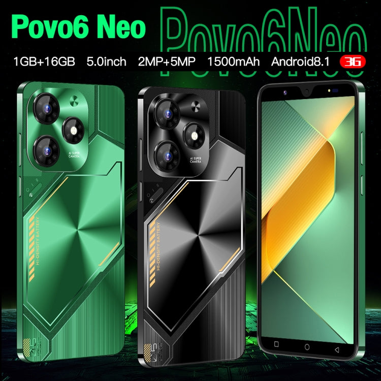 Povo6 Neo / DP29, 1GB+16GB, Face Identification, 5.0 inch Android 8.1 MTK6580M Quad Core, Network: 3G, Dual SIM, Plug:EU Plug(Black)