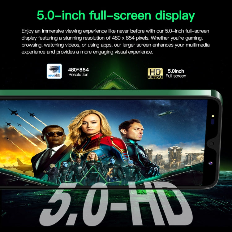 Povo6 Neo / DP29, 1GB+16GB, Face Identification, 5.0 inch Android 8.1 MTK6580M Quad Core, Network: 3G, Dual SIM, Plug:US Plug(Green)