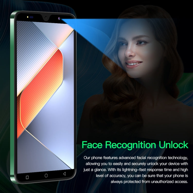 Povo6 Neo / DP29, 1GB+16GB, Face Identification, 5.0 inch Android 8.1 MTK6580M Quad Core, Network: 3G, Dual SIM, Plug:EU Plug(Green)