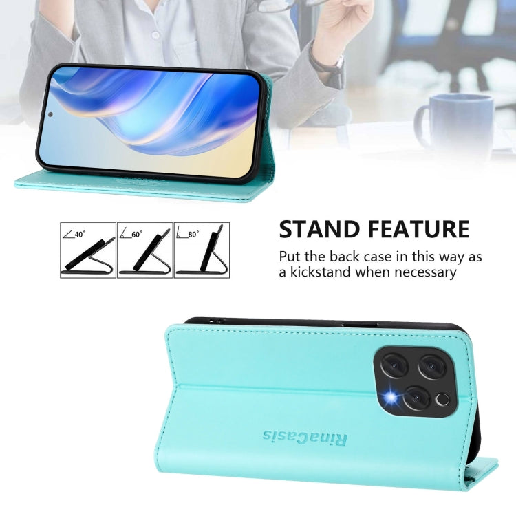For DOOGEE N55 Plus RC01 Dual-Folded Magnetic Suction RFID Leather Phone Case(Mint Green)