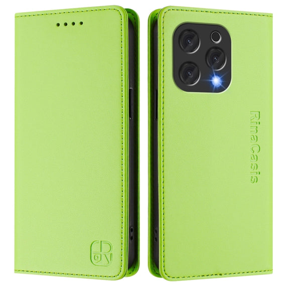 For DOOGEE N55 Plus RC01 Dual-Folded Magnetic Suction RFID Leather Phone Case(Grass Green)
