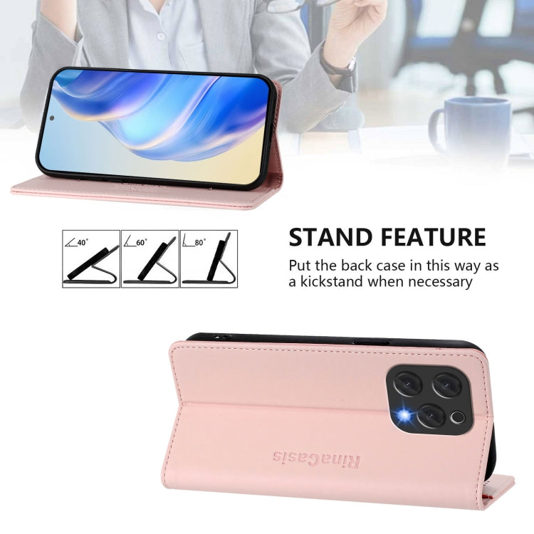 For DOOGEE N55 Plus RC01 Dual-Folded Magnetic Suction RFID Leather Phone Case(Pink)