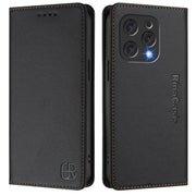 For DOOGEE N55 Plus RC01 Dual-Folded Magnetic Suction RFID Leather Phone Case(Black)