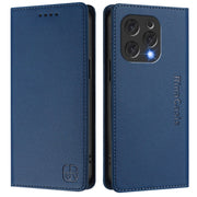 For DOOGEE N55 Plus RC01 Dual-Folded Magnetic Suction RFID Leather Phone Case(Dark Blue)