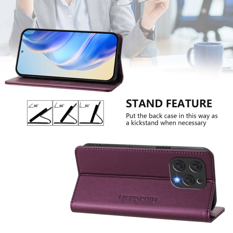 For DOOGEE N55 Plus RC01 Dual-Folded Magnetic Suction RFID Leather Phone Case(Violet)