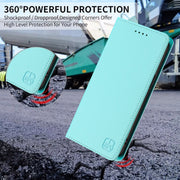 For Ulefone Note 14 RC01 Dual-Folded Magnetic Suction RFID Leather Phone Case(Mint Green)