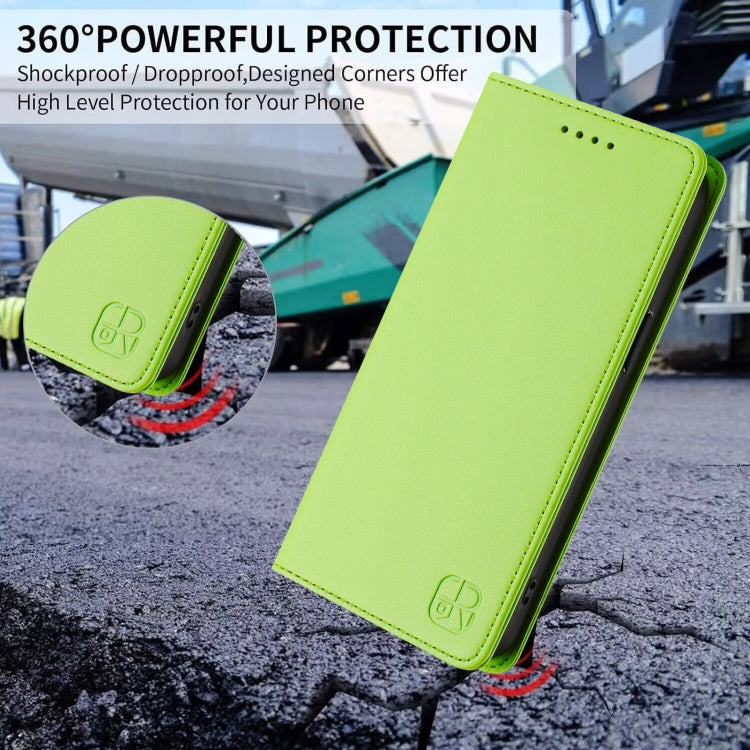 For Ulefone Note 14 RC01 Dual-Folded Magnetic Suction RFID Leather Phone Case(Grass Green)