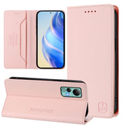 For Ulefone Note 14 RC01 Dual-Folded Magnetic Suction RFID Leather Phone Case(Pink)