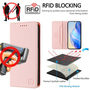 For Ulefone Note 14 RC01 Dual-Folded Magnetic Suction RFID Leather Phone Case(Pink)