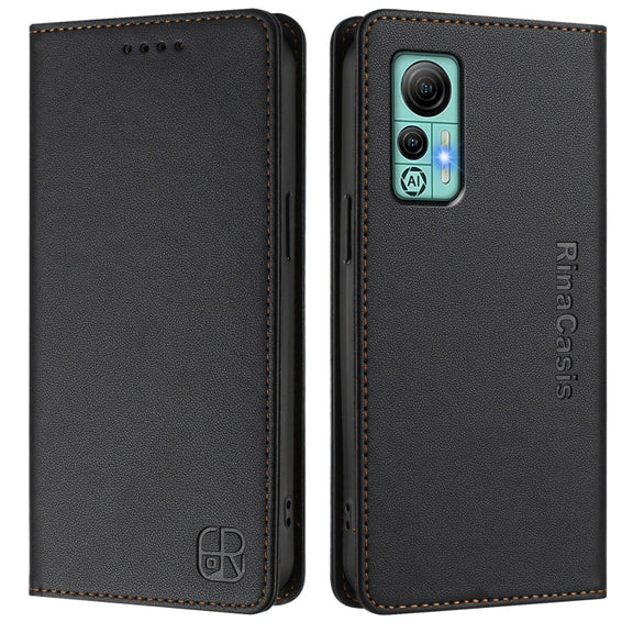For Ulefone Note 14 RC01 Dual-Folded Magnetic Suction RFID Leather Phone Case(Black)