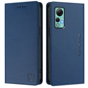 For Ulefone Note 14 RC01 Dual-Folded Magnetic Suction RFID Leather Phone Case(Dark Blue)