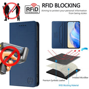 For Ulefone Note 14 RC01 Dual-Folded Magnetic Suction RFID Leather Phone Case(Dark Blue)