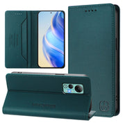 For Ulefone Note 14 RC01 Dual-Folded Magnetic Suction RFID Leather Phone Case(Dark Green)