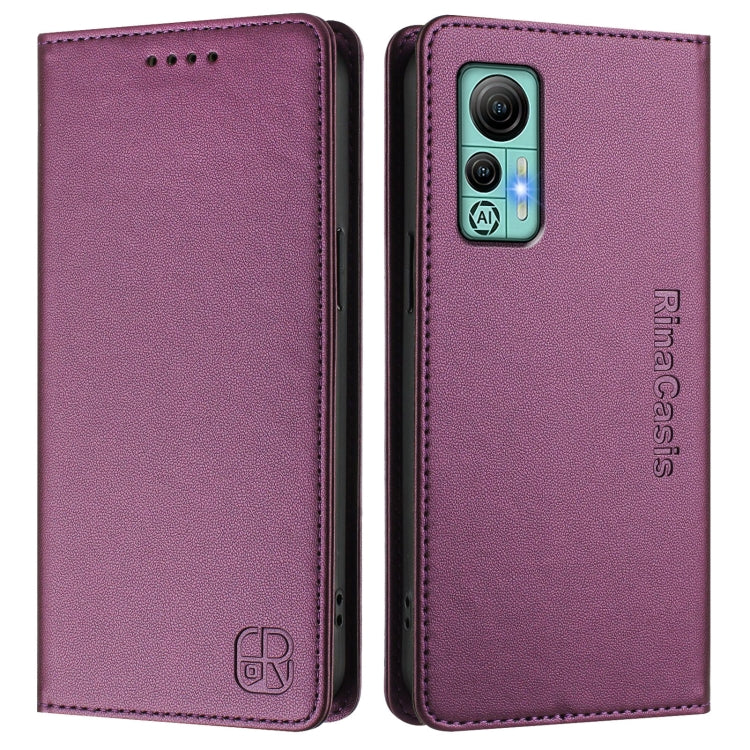 For Ulefone Note 14 RC01 Dual-Folded Magnetic Suction RFID Leather Phone Case(Violet)