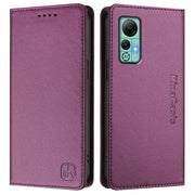 For Ulefone Note 14 RC01 Dual-Folded Magnetic Suction RFID Leather Phone Case(Violet)