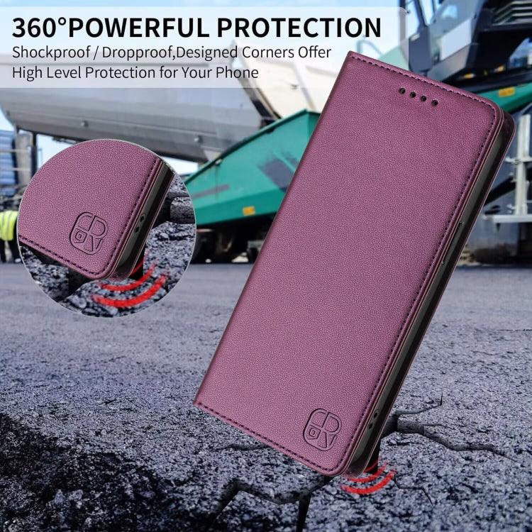 For Ulefone Note 14 RC01 Dual-Folded Magnetic Suction RFID Leather Phone Case(Violet)