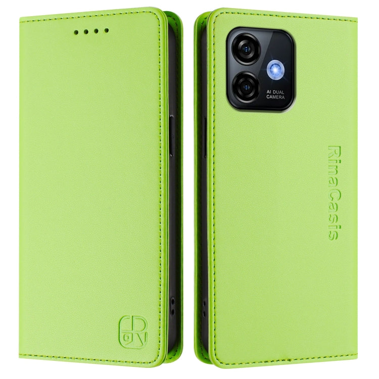 For Ulefone Note 16 Pro RC01 Dual-Folded Magnetic Suction RFID Leather Phone Case(Grass Green)