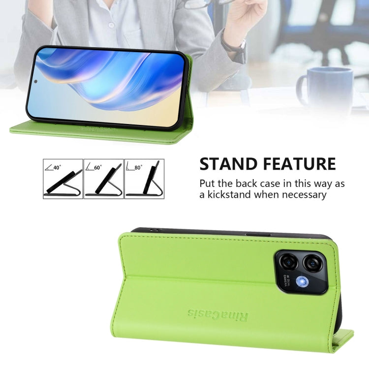 For Ulefone Note 16 Pro RC01 Dual-Folded Magnetic Suction RFID Leather Phone Case(Grass Green)