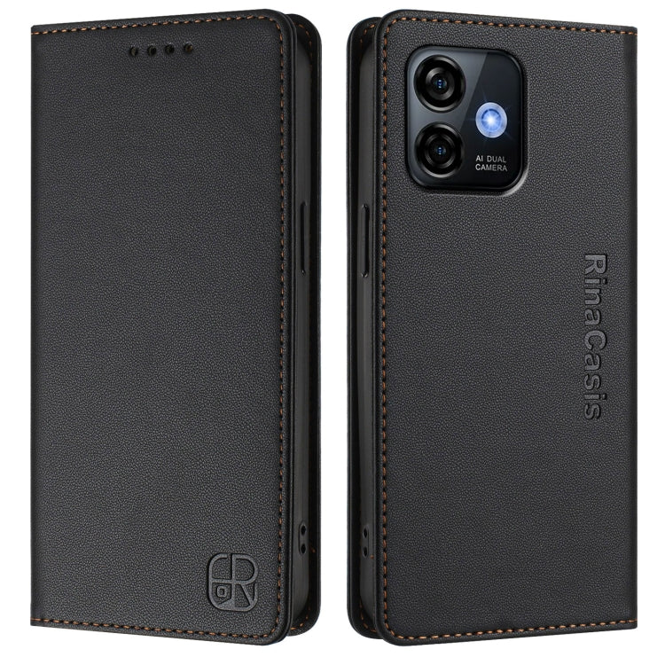 For Ulefone Note 16 Pro RC01 Dual-Folded Magnetic Suction RFID Leather Phone Case(Black)
