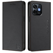 For Ulefone Note 16 Pro RC01 Dual-Folded Magnetic Suction RFID Leather Phone Case(Black)