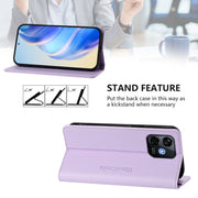 For Ulefone Note 16 Pro RC01 Dual-Folded Magnetic Suction RFID Leather Phone Case(Light Purple)