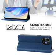 For Ulefone Note 16 Pro RC01 Dual-Folded Magnetic Suction RFID Leather Phone Case(Dark Blue)