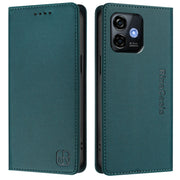 For Ulefone Note 16 Pro RC01 Dual-Folded Magnetic Suction RFID Leather Phone Case(Dark Green)